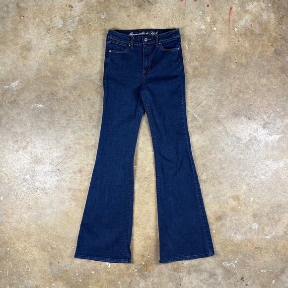 Y2K Abercrombie & Fitch Women’s Flare Jeans 2R Dark Wash Stretch Denim - Picture 1 of 14